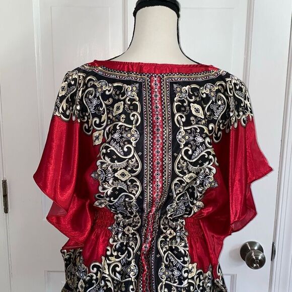 🔥3/$20🔥 HeartSoul satin printed peplum blouse size M - Picture 8 of 11